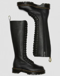 1B60 Bex Pisa Leder Hohe Stiefel in Schwarz
