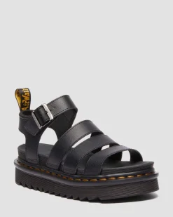 Blaire Athena Leder Riemensandalen in Schwarz