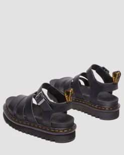 Blaire Athena Leder Riemensandalen in Schwarz
