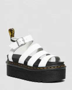 Blaire Quad Hydro Leder Plateau Gladiator Sandalen in Weiß