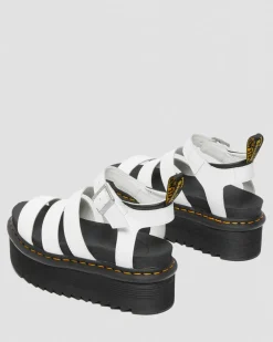 Blaire Quad Hydro Leder Plateau Gladiator Sandalen in Weiß