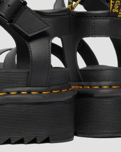 Blaire Quad Hydro Leder Plateau Gladiator Sandalen in Schwarz