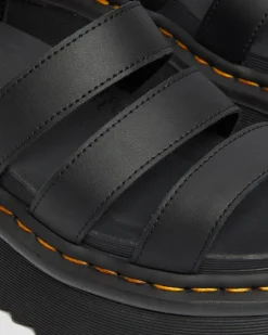 Blaire Quad Hydro Leder Plateau Gladiator Sandalen in Schwarz