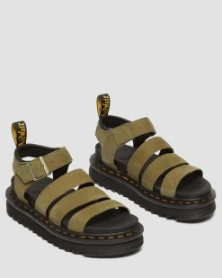 Blaire Tumbled Nubuck Sandalen in Muted Olive