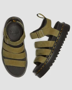 Blaire Tumbled Nubuck Sandalen in Muted Olive
