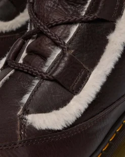 Buzz Grizzly Leder Schnürstiefel mit Kunstfellfutter in Dunkelbraun