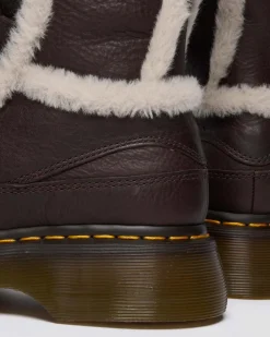 Buzz Grizzly Leder Schnürstiefel mit Kunstfellfutter in Dunkelbraun