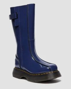 Buzz Hi Distressed Lackleder Stiefel in Dunkelblau
