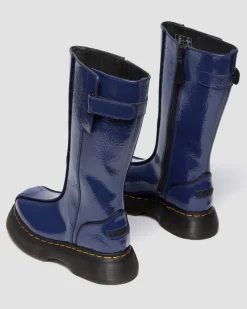 Buzz Hi Distressed Lackleder Stiefel in Dunkelblau