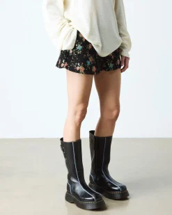 Buzz Hi Gloss Leder Stiefel in Schwarz