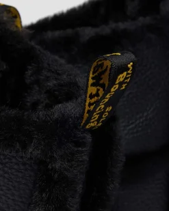 Buzz Milled Nappa Leder Schnürstiefel mit Kunstfellfutter in Schwarz