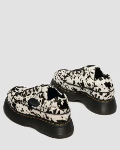 Buzz 5-Ösen Dalmatiner Hair On Leder Schuhe in Creme & Schwarz