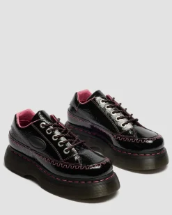 Buzz 5-Ösen Distressed Lackleder Schuhe in Schwarz