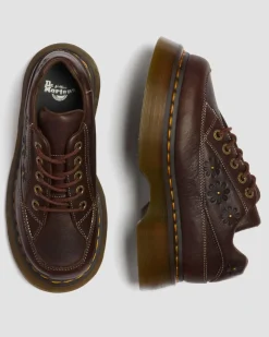 Buzz 5-Ösen Flower Grizzly Leder Schuhe in Dunkelbraun