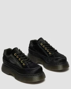 Buzz 5-Ösen Hair On Leder Schuhe in Schwarz