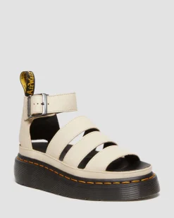Clarissa II Pisa Leder Plateau Riemensandalen in Pergament-beige