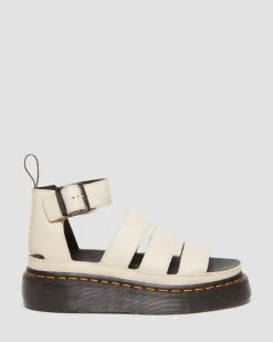 Clarissa II Pisa Leder Plateau Riemensandalen in Pergament-beige