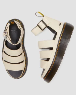 Clarissa II Pisa Leder Plateau Riemensandalen in Pergament-beige
