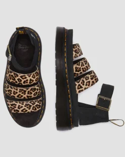 Clarissa Ii Quad Leopard Leder Plateausandalen in Hellbraun