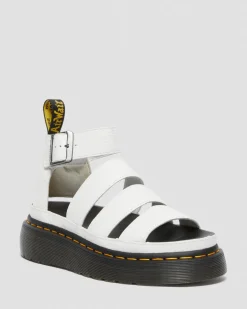 Clarissa II Quad Milled Nappa Leder Plateau Sandalen in Weiß