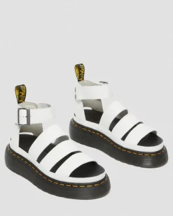 Clarissa II Quad Milled Nappa Leder Plateau Sandalen in Weiß