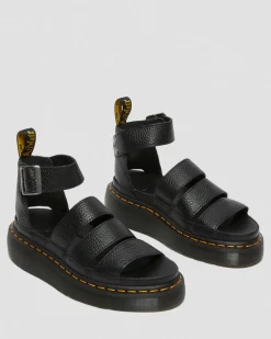 Clarissa II Quad Milled Nappa Leder Plateau Sandalen in Schwarz