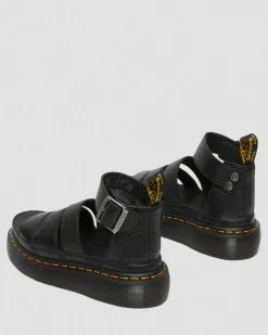 Clarissa II Quad Milled Nappa Leder Plateau Sandalen in Schwarz
