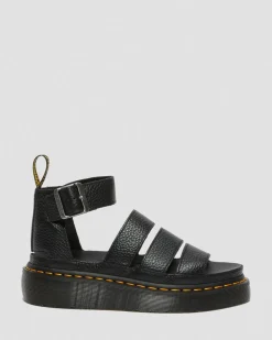 Clarissa II Quad Milled Nappa Leder Plateau Sandalen in Schwarz