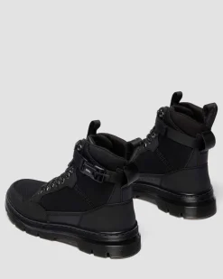 COMBS TECH MK.02 LEDER & CANVAS UTILITY BOOTS in Schwarz