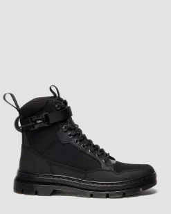 COMBS TECH MK.02 LEDER & CANVAS UTILITY BOOTS in Schwarz