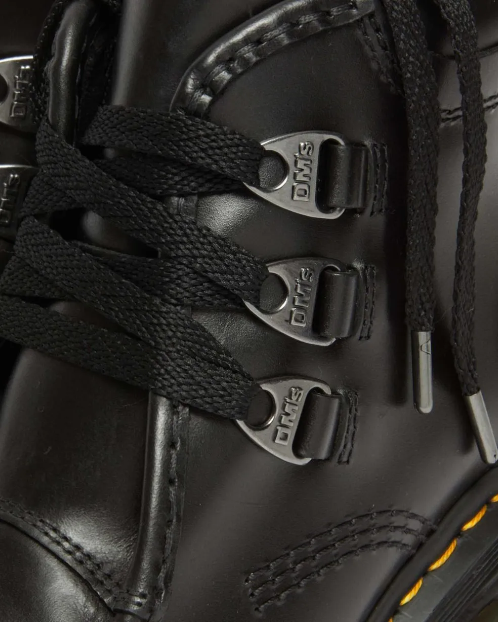Corran 3-Ösen Atlas Leder Stiefel mit Absatz in Schwarz