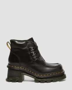 Corran 3-Ösen Atlas Leder Stiefel mit Absatz in Schwarz