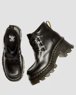 Corran 3-Ösen Atlas Leder Stiefel mit Absatz in Schwarz