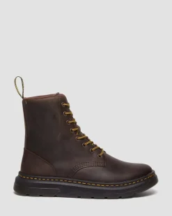 Crewson Leder Schnürstiefel in Dunkelbraun