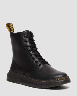 Crewson Leder Schnürstiefel in Black