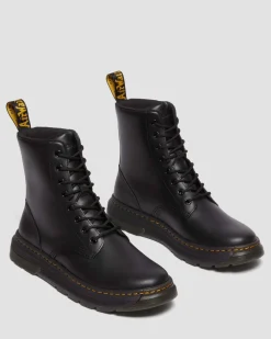 Crewson Leder Schnürstiefel in Black