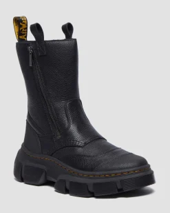DMXL Leder Biker Boots in Schwarz