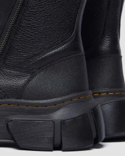 DMXL Leder Biker Boots in Schwarz