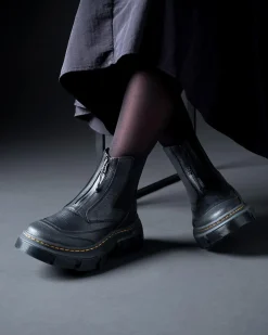 Dmxl Zip Leder Chelsea Boots in Schwarz