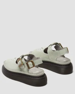 Dunnet Flower Buttersoft Leder Sandalen in Salbeigrün