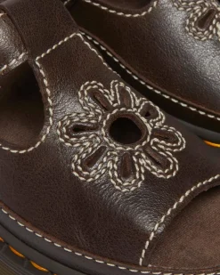 Dunnet Flower Full Grain Leder Sandalen in Braun