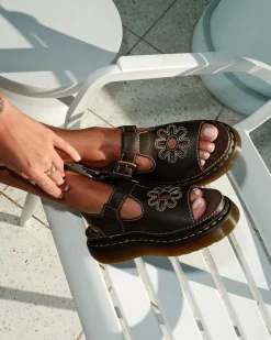 Dunnet Flower Full Grain Leder Sandalen in Braun