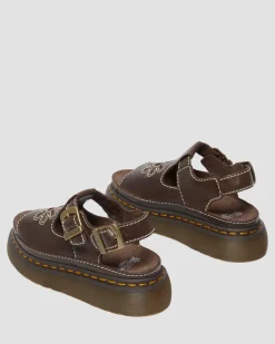 Dunnet Flower Full Grain Leder Sandalen in Braun