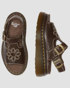 Dunnet Flower Full Grain Leder Sandalen in Braun