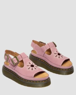 Dunnet Flower Nubuck Plateausandalen in Dusty Rose Pink