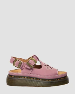 Dunnet Flower Nubuck Plateausandalen in Dusty Rose Pink