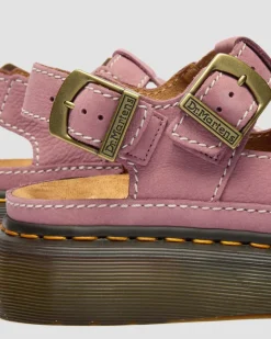 Dunnet Flower Nubuck Plateausandalen in Dusty Rose Pink