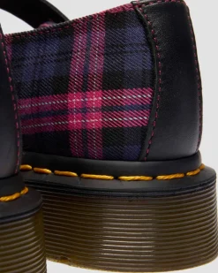 ELPHIE MARY JANE TARTAN SCHUHE in Schwarz & Pink Multi