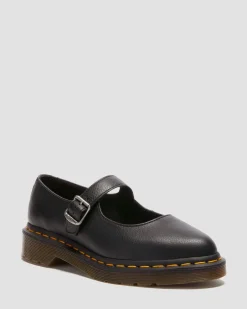 Elphie Virginia Leder Mary Jane Schuhe in Schwarz
