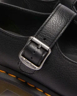 Elphie Virginia Leder Mary Jane Schuhe in Schwarz